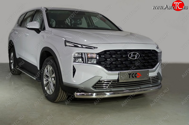 23 899 р. Защита переднего бампера нижняя овальная 75х42 мм ТСС Тюнинг  Hyundai Santa Fe  TM (2020-2022) рестайлинг (нержавейка)  с доставкой в г. Керчь