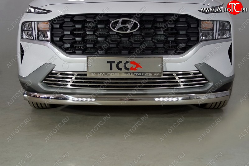 40 999 р. Защита передняя нижняя овальная с ДХО 75х42 мм ТСС Тюнинг  Hyundai Santa Fe  TM (2020-2022) рестайлинг (нержавейка)  с доставкой в г. Керчь