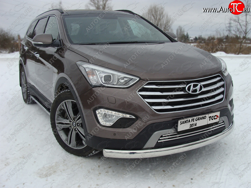 18 999 р. Защита переднего бампера нижняя овальная 75х42 мм ТСС Тюнинг  Hyundai Grand Santa Fe  1 DM (2013-2016) дорестайлинг (нержавейка)  с доставкой в г. Керчь