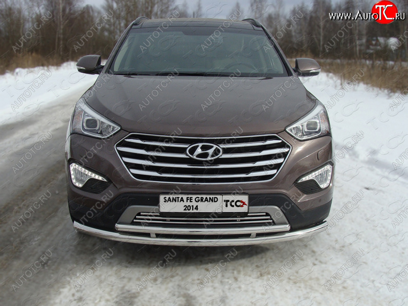 7 349 р. Декоративная вставка переднего бампера ТСС Тюнинг  Hyundai Grand Santa Fe  1 DM (2013-2018) дорестайлинг, рестайлинг (d 16 мм)  с доставкой в г. Керчь