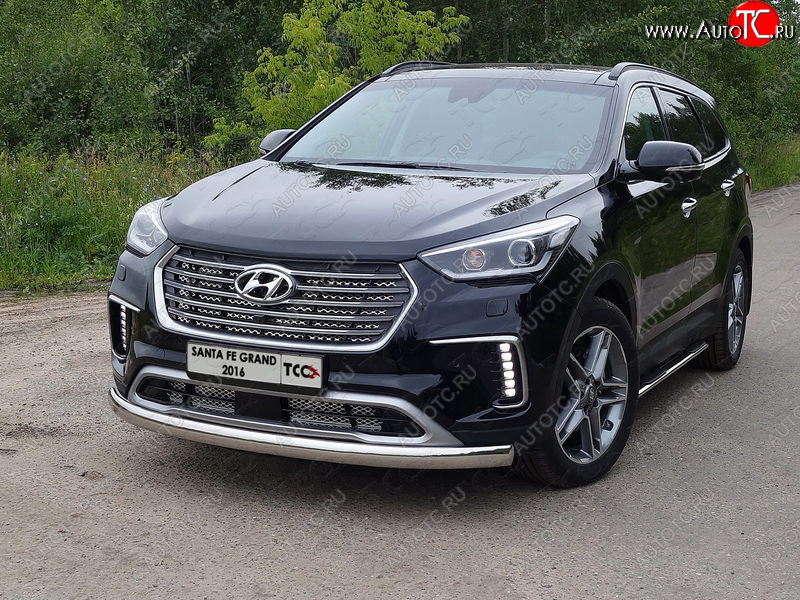 18 999 р. Защита переднего бампера нижняя овальная 75х42 мм ТСС Тюнинг  Hyundai Grand Santa Fe  1 DM (2016-2018) рестайлинг (нержавейка)  с доставкой в г. Керчь