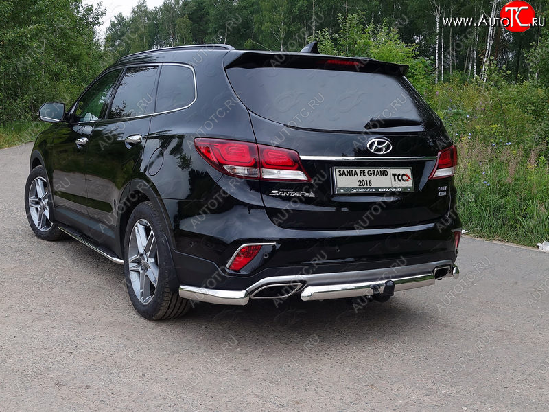 15 899 р. Защита задняя (центральная овальная 75х42 мм) ТСС Тюнинг  Hyundai Santa Fe  DM (2015-2019) рестайлинг  с доставкой в г. Керчь