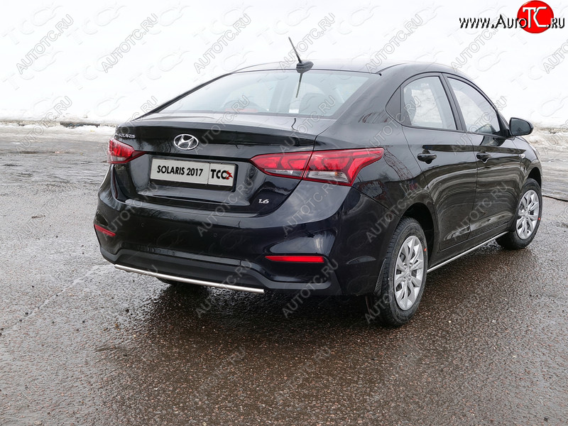 5 849 р. Защита задняя (центральная d25 мм), ТСС Тюнинг Hyundai Solaris HCR седан дорестайлинг (2017-2020) (центральная)  с доставкой в г. Керчь
