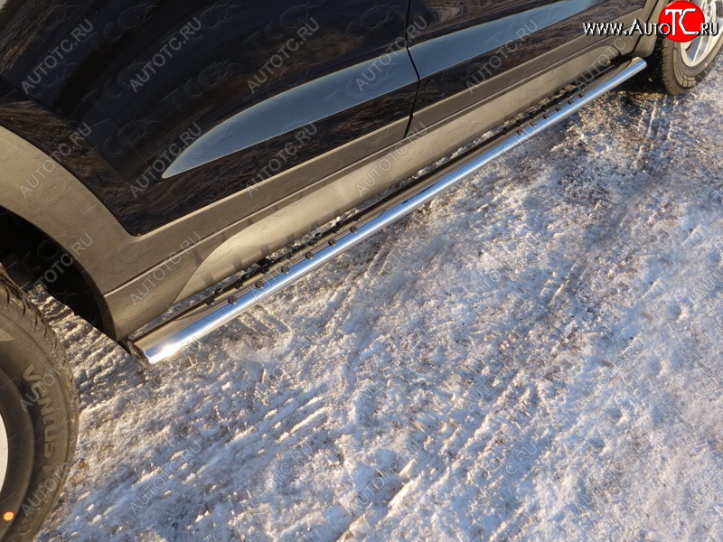 31 399 р. Пороги овальные с проступью 75х42 мм ТСС Тюнинг  Hyundai Tucson  TL (2015-2018) дорестайлинг (серые)  с доставкой в г. Керчь