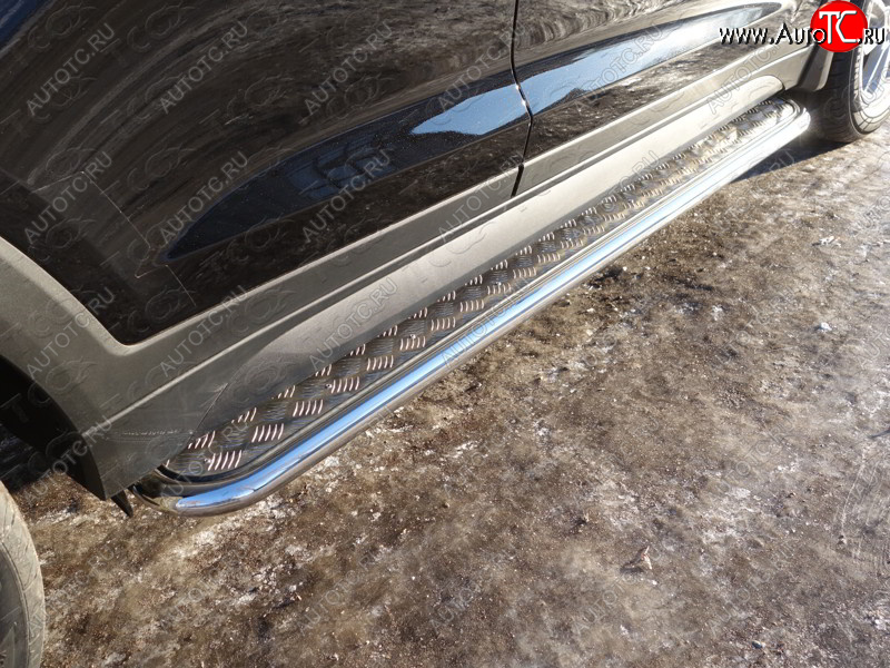 27 849 р. Пороги с площадкой 42,4 мм ТСС Тюнинг  Hyundai Tucson  TL (2015-2018) дорестайлинг (серые)  с доставкой в г. Керчь
