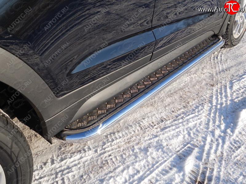31 999 р. Пороги с площадкой 60,3 мм ТСС Тюнинг  Hyundai Tucson  TL (2015-2018) дорестайлинг (серые)  с доставкой в г. Керчь