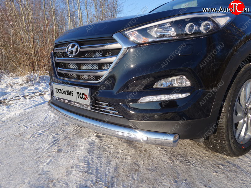 40 999 р. Защита передняя нижняя овальная с ДХО 75х42 мм ТСС Тюнинг  Hyundai Tucson  TL (2015-2018) дорестайлинг (нержавейка)  с доставкой в г. Керчь
