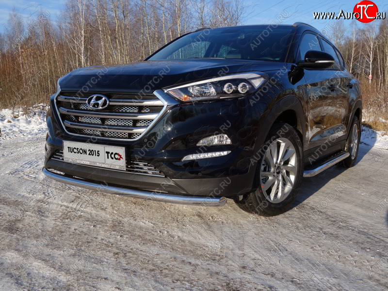 17 649 р. Защита переднего бампера нижняя d60,3 мм ТСС Тюнинг  Hyundai Tucson  TL (2015-2018) дорестайлинг (нержавейка)  с доставкой в г. Керчь