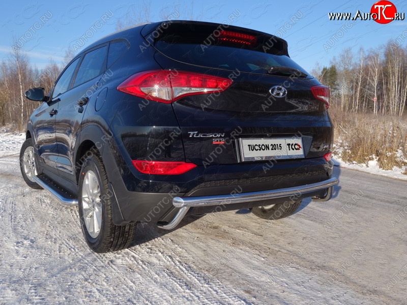 23 549 р. Защита задняя (нержавейка 60,3*42,4 мм) ТСС Тюнинг Hyundai Tucson TL дорестайлинг (2015-2018)  с доставкой в г. Керчь