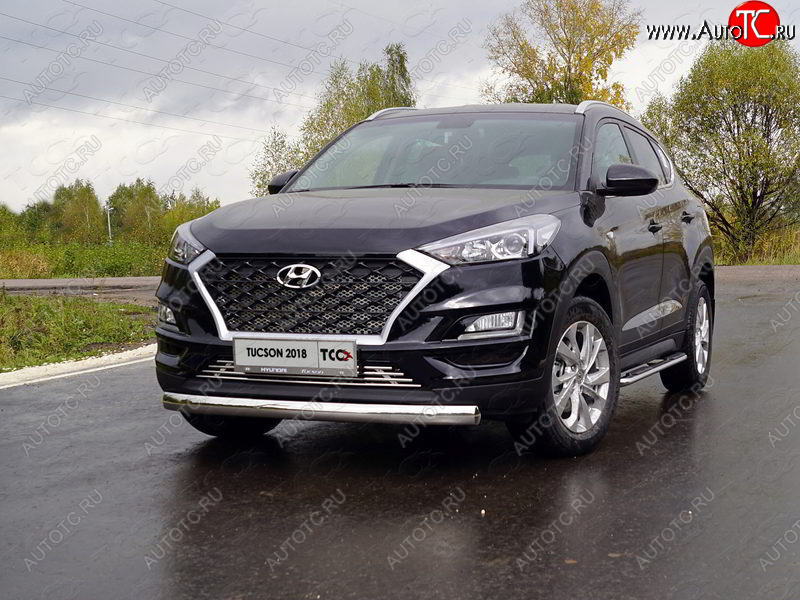 20 699 р. Защита переднего бампера овальная 75х42 мм ТСС Тюнинг Hyundai Tucson TL рестайлинг (2018-2021) (нержавейка)  с доставкой в г. Керчь