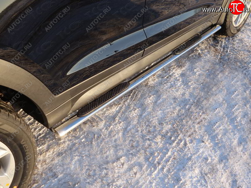 31 399 р. Пороги овальные с накладкой 75х42 мм ТСС Тюнинг  Hyundai Tucson  TL (2018-2021) рестайлинг (серые)  с доставкой в г. Керчь