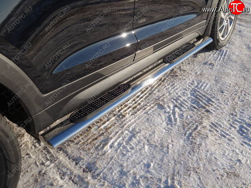 40 799 р. Пороги овальные с накладкой 120х60 мм ТСС Тюнинг Hyundai Tucson TL рестайлинг (2018-2021) (серые)  с доставкой в г. Керчь