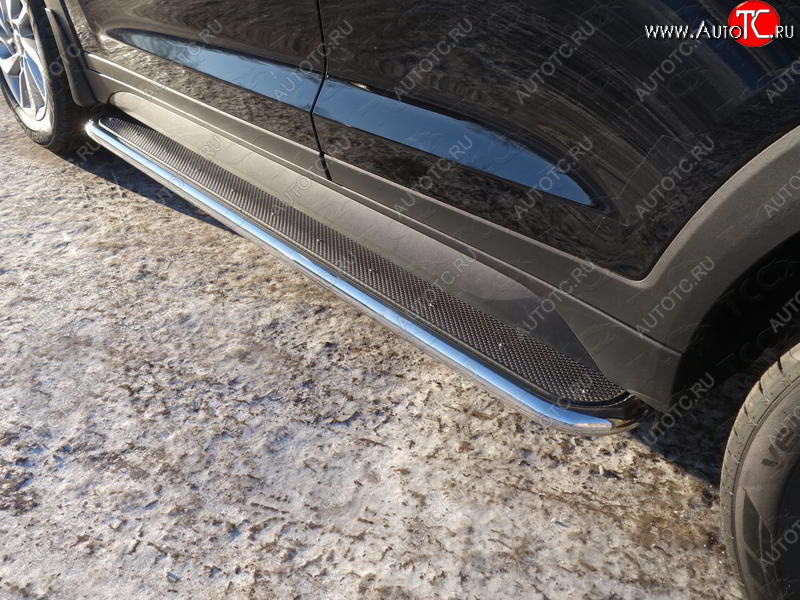 38 999 р. Пороги с площадкой 42,4 мм ТСС Тюнинг  Hyundai Tucson  TL (2018-2021) рестайлинг (нержавейка)  с доставкой в г. Керчь
