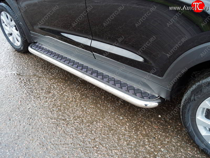34 799 р. Пороги с площадкой 60,3 мм ТСС Тюнинг Hyundai Tucson TL рестайлинг (2018-2021) (серые)  с доставкой в г. Керчь