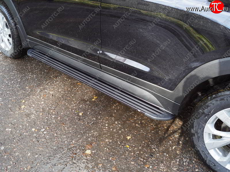 21 999 р. Пороги алюминиевые Slim Line ТСС Тюнинг  Hyundai Tucson  TL (2018-2021) рестайлинг (Black)  с доставкой в г. Керчь