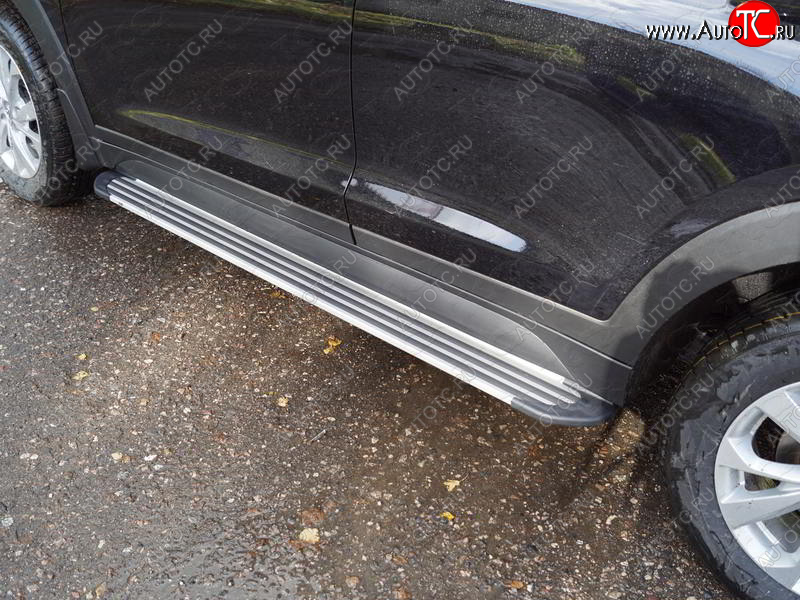 20 599 р. Пороги алюминиевые Slim Line ТСС Тюнинг  Hyundai Tucson  TL (2018-2021) рестайлинг (Silver)  с доставкой в г. Керчь