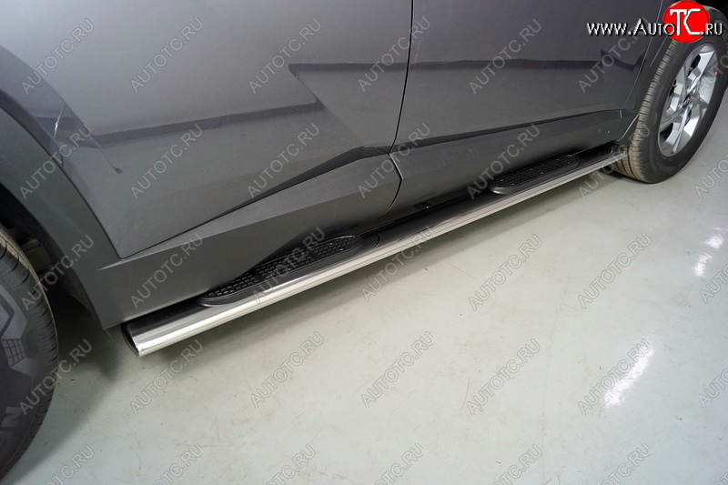 42 999 р. Пороги овальные с накладкой 120х60 мм ТСС Тюнинг  Hyundai Tucson  NX4 (2020-2022) (серые)  с доставкой в г. Керчь