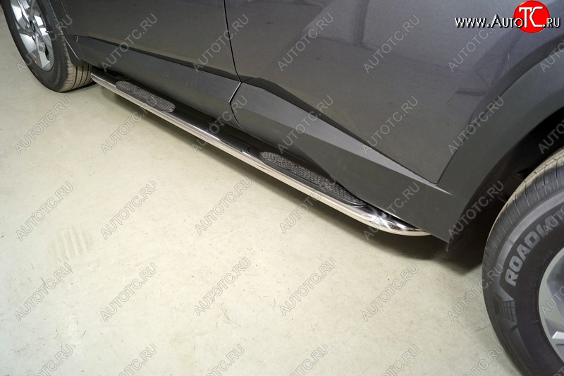 36 699 р. Пороги овальные гнутые с накладкой 75х42 мм  Hyundai Tucson  NX4 (2020-2022) (серые)  с доставкой в г. Керчь
