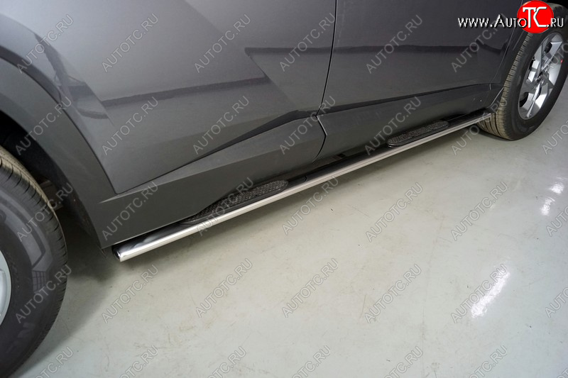 33 799 р. Пороги овальные с накладкой 75х42 мм ТСС Тюнинг  Hyundai Tucson  NX4 (2020-2022) (серые)  с доставкой в г. Керчь