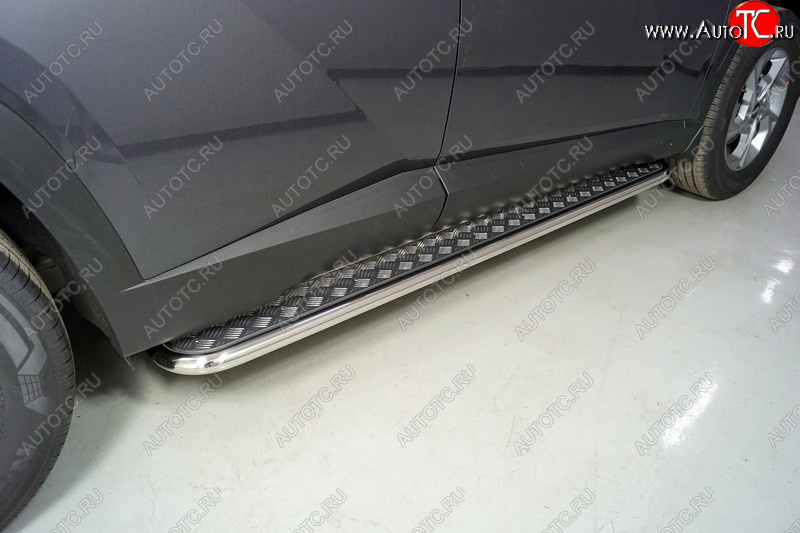 32 199 р. Пороги с площадкой 42,4 мм ТСС Тюнинг  Hyundai Tucson  NX4 (2020-2022) (серые)  с доставкой в г. Керчь