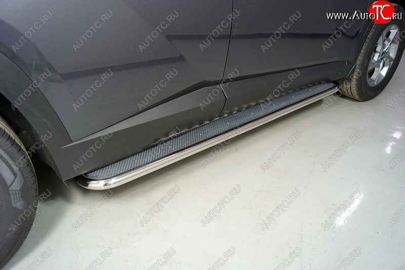 40 999 р. Пороги с площадкой 42,4 мм ТСС Тюнинг  Hyundai Tucson  NX4 (2020-2022) (нержавейка)  с доставкой в г. Керчь