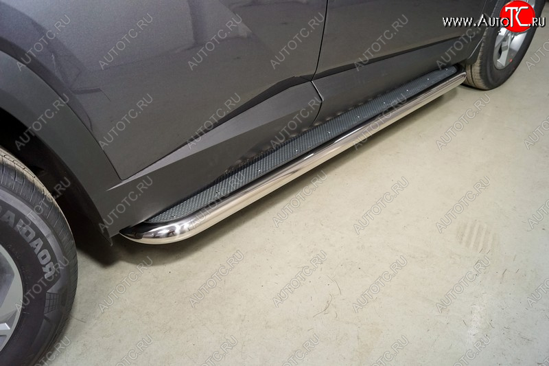 44 999 р. Пороги с площадкой 60,3 мм ТСС Тюнинг  Hyundai Tucson  NX4 (2020-2022) (нержавейка)  с доставкой в г. Керчь