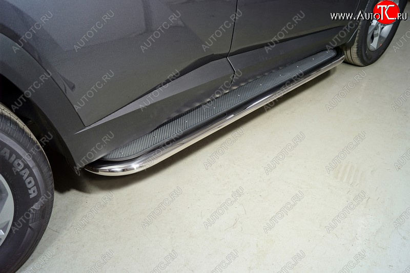 53 999 р. Пороги с площадкой 75х42 мм ТСС Тюнинг  Hyundai Tucson  NX4 (2020-2022) (нержавейка)  с доставкой в г. Керчь