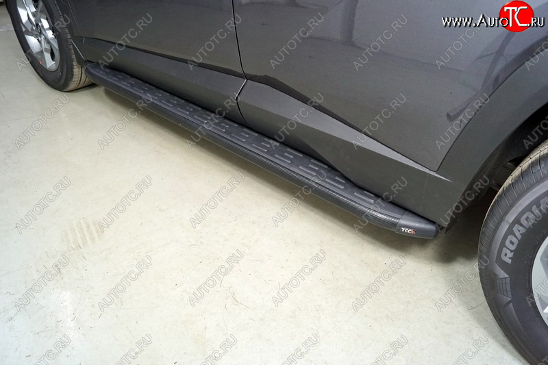 21 999 р. Пороги алюминиевые с пластиковой накладкой ТСС Тюнинг  Hyundai Tucson  NX4 (2020-2022) (карбон черные)  с доставкой в г. Керчь