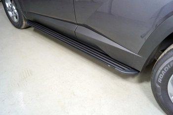 Пороги алюминиевые Slim Line ТСС Тюнинг Hyundai Tucson  NX4 (2020-2022) (Black)
