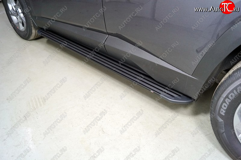 21 999 р. Пороги алюминиевые Slim Line ТСС Тюнинг  Hyundai Tucson  NX4 (2020-2022) (Black)  с доставкой в г. Керчь