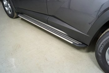 Пороги алюминиевые Slim Line ТСС Тюнинг Hyundai Tucson  NX4 (2020-2022) (Silver)