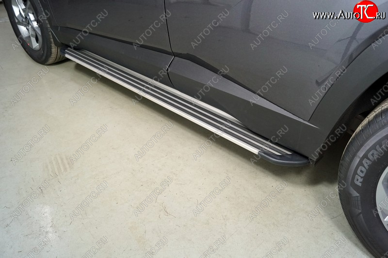 20 599 р. Пороги алюминиевые Slim Line ТСС Тюнинг  Hyundai Tucson  NX4 (2020-2022) (Silver)  с доставкой в г. Керчь