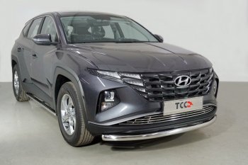 Защита переднего бампера нижняя d60,3 мм ТСС Тюнинг Hyundai Tucson NX4 (2020-2022) (нержавейка)