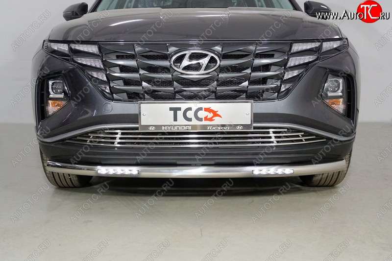 36 999 р. Защита переднего бампера нижняя с ДХО 60,3 мм ТСС Тюнинг  Hyundai Tucson  NX4 (2020-2022) (нержавейка)  с доставкой в г. Керчь