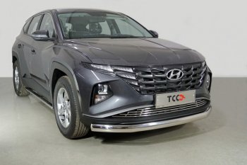 Защита переднего бампера нижняя овальная 75х42 мм ТСС Тюнинг Hyundai Tucson NX4 (2020-2022) (нержавейка)
