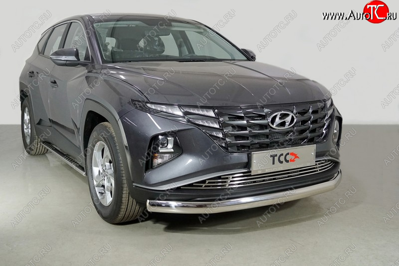23 899 р. Защита переднего бампера нижняя овальная 75х42 мм ТСС Тюнинг  Hyundai Tucson  NX4 (2020-2022) (нержавейка)  с доставкой в г. Керчь