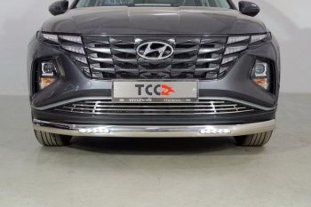 Защита передняя нижняя овальная с ДХО 75х42 мм ТСС Тюнинг Hyundai Tucson NX4 (2020-2022) (нержавейка)