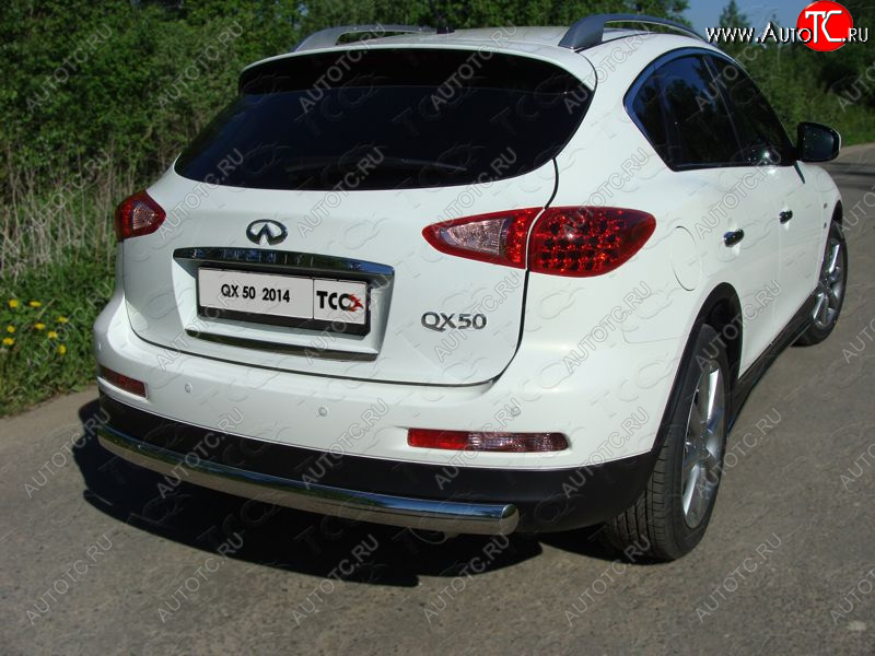 20 699 р. Защита задняя (центральная овальная 75х42 мм) ТСС Тюнинг  INFINITI Qx50  J50 (2013-2016) дорестайлинг (центральная )  с доставкой в г. Керчь