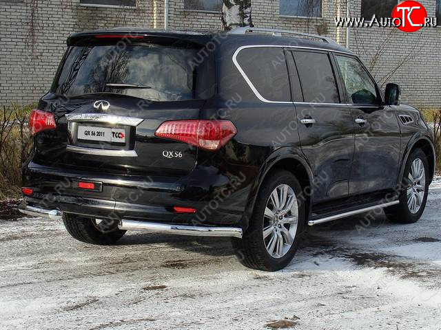 29 449 р. Защита задняя (уголки, нержавейка 76,1 мм) ТСС Тюнинг  INFINITI QX56  Z62 (2010-2013)  с доставкой в г. Керчь