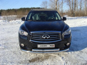 Защита переднего бампера нижняя d76,1*75 мм ТСС Тюнинг INFINITI QX60 L50 дорестайлинг (2013-2016) (нержавейка)
