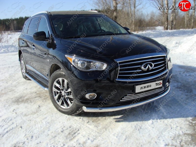 23 549 р. Защита переднего бампера нижняя 76,1 мм ТСС Тюнинг  INFINITI QX60  L50 (2013-2016) дорестайлинг (нержавейка)  с доставкой в г. Керчь