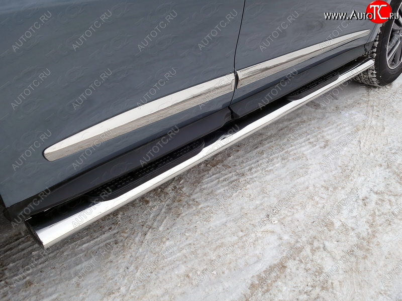 43 949 р.  Пороги овальные с накладкой 120х60 мм укороченные ТСС Тюнинг INFINITI QX60 L50 рестайлинг (2016-2021) (серые)  с доставкой в г. Керчь