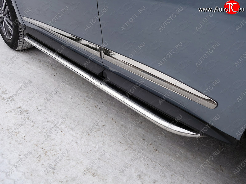 53 999 р. Пороги с площадкой укороченные 75х42 мм ТСС Тюнинг INFINITI QX60 L50 рестайлинг (2016-2021) (нержавейка)  с доставкой в г. Керчь