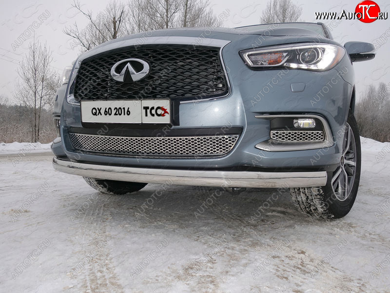 25 499 р. Защита переднего бампера нижняя овальная 75х42 мм ТСС Тюнинг  INFINITI QX60  L50 (2016-2021) рестайлинг (нержавейка)  с доставкой в г. Керчь