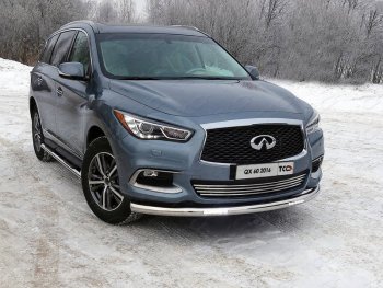 Защита переднего бампера нижняя с ДХО 76,1 мм ТСС Тюнинг INFINITI QX60 L50 рестайлинг (2016-2021) (нержавейка)