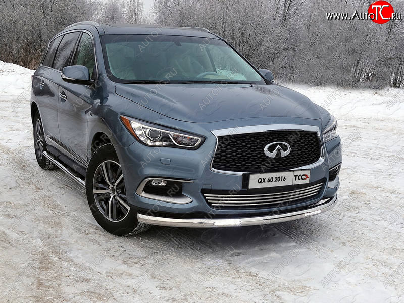 39 749 р. Защита переднего бампера нижняя с ДХО 76,1 мм ТСС Тюнинг  INFINITI QX60  L50 (2016-2021) рестайлинг (нержавейка)  с доставкой в г. Керчь
