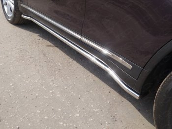 Защита порогов труба d42,4 мм ТСС Тюнинг INFINITI QX70  S51 (2013-2020) (серые)