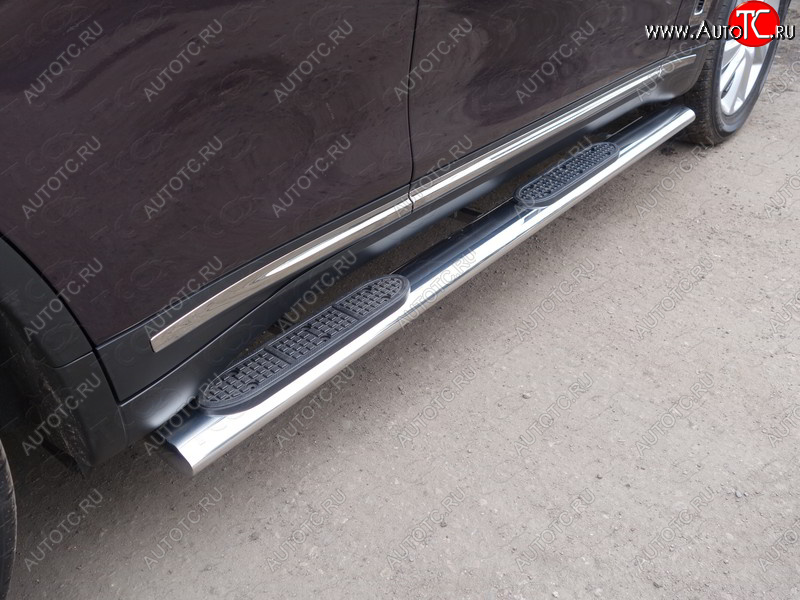 43 949 р. Пороги овальные с накладкой 120х60 мм ТСС Тюнинг  INFINITI Q70  Y51 (2015-2018) рестайлинг (серые)  с доставкой в г. Керчь
