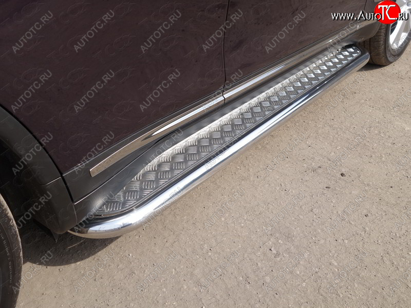 36 999 р. Пороги с площадкой 60,3 мм ТСС Тюнинг  INFINITI QX70  S51 (2013-2020) (серые)  с доставкой в г. Керчь