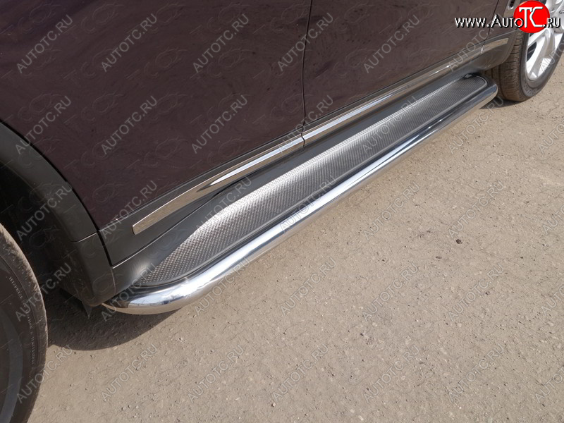45 999 р. Пороги с площадкой 60,3 мм ТСС Тюнинг  INFINITI Q70  Y51 (2015-2018) рестайлинг (нержавейка)  с доставкой в г. Керчь